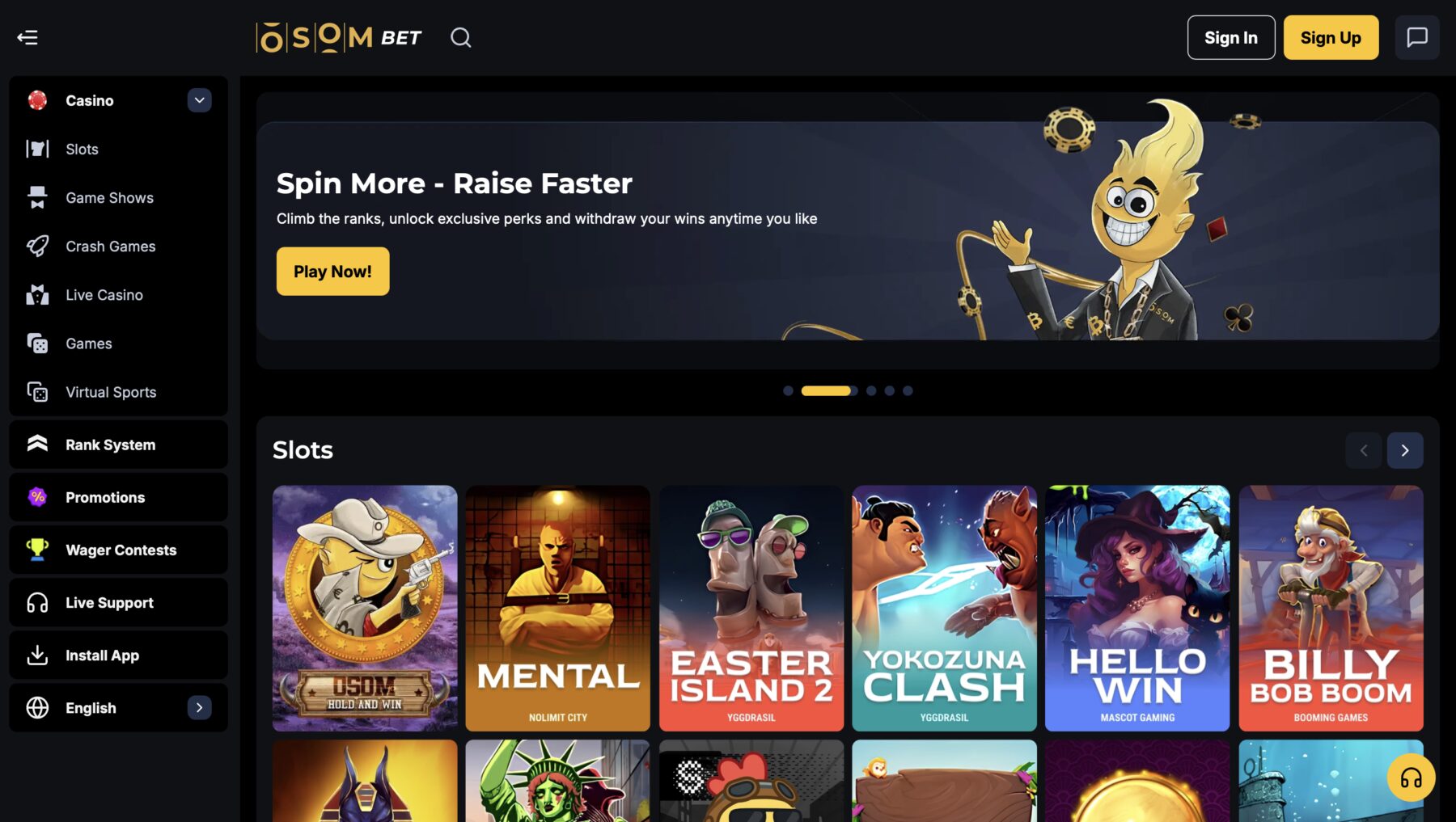 Osombet desktop screen preview
