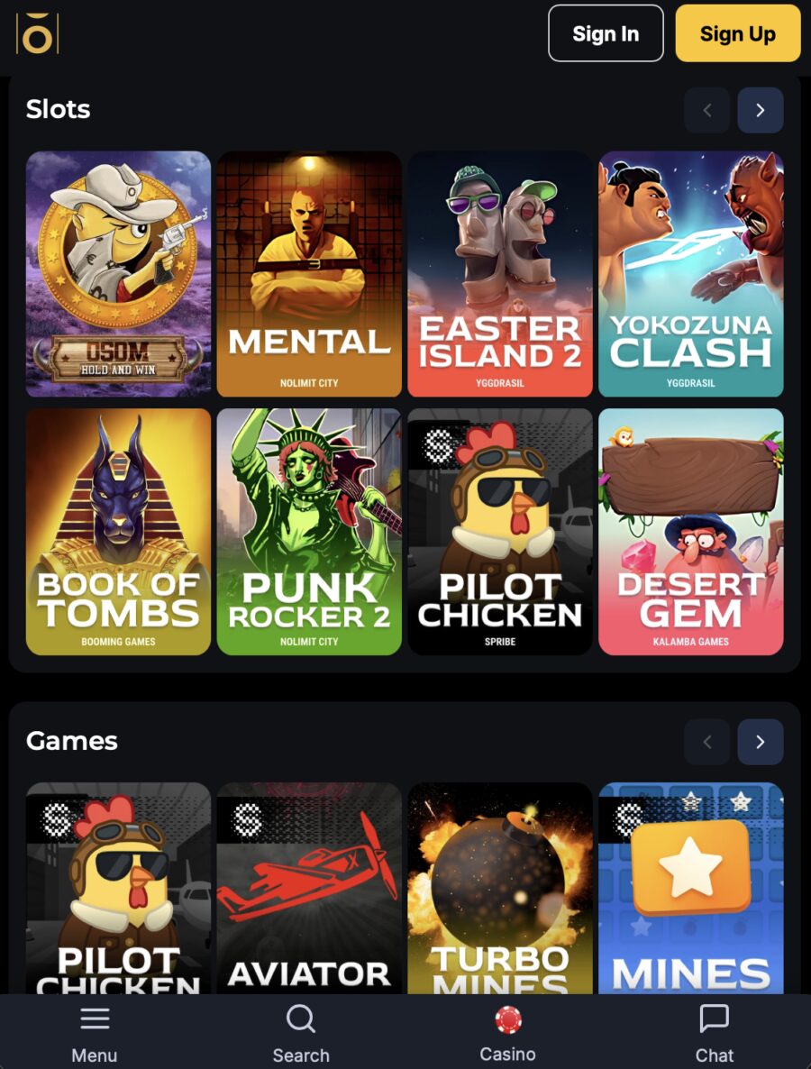 Osombet mobile screen preview